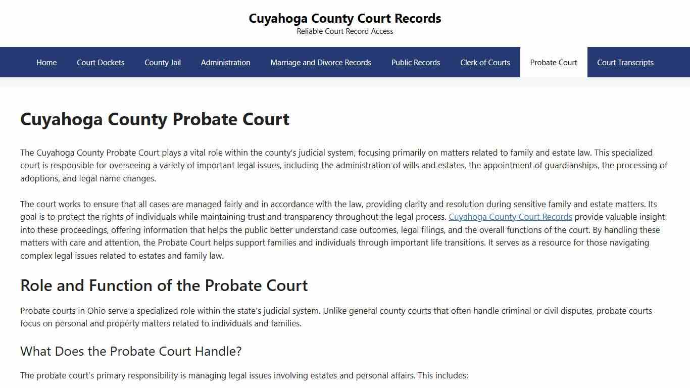 Cuyahoga County Probate Court - Cuyahoga County Court Records